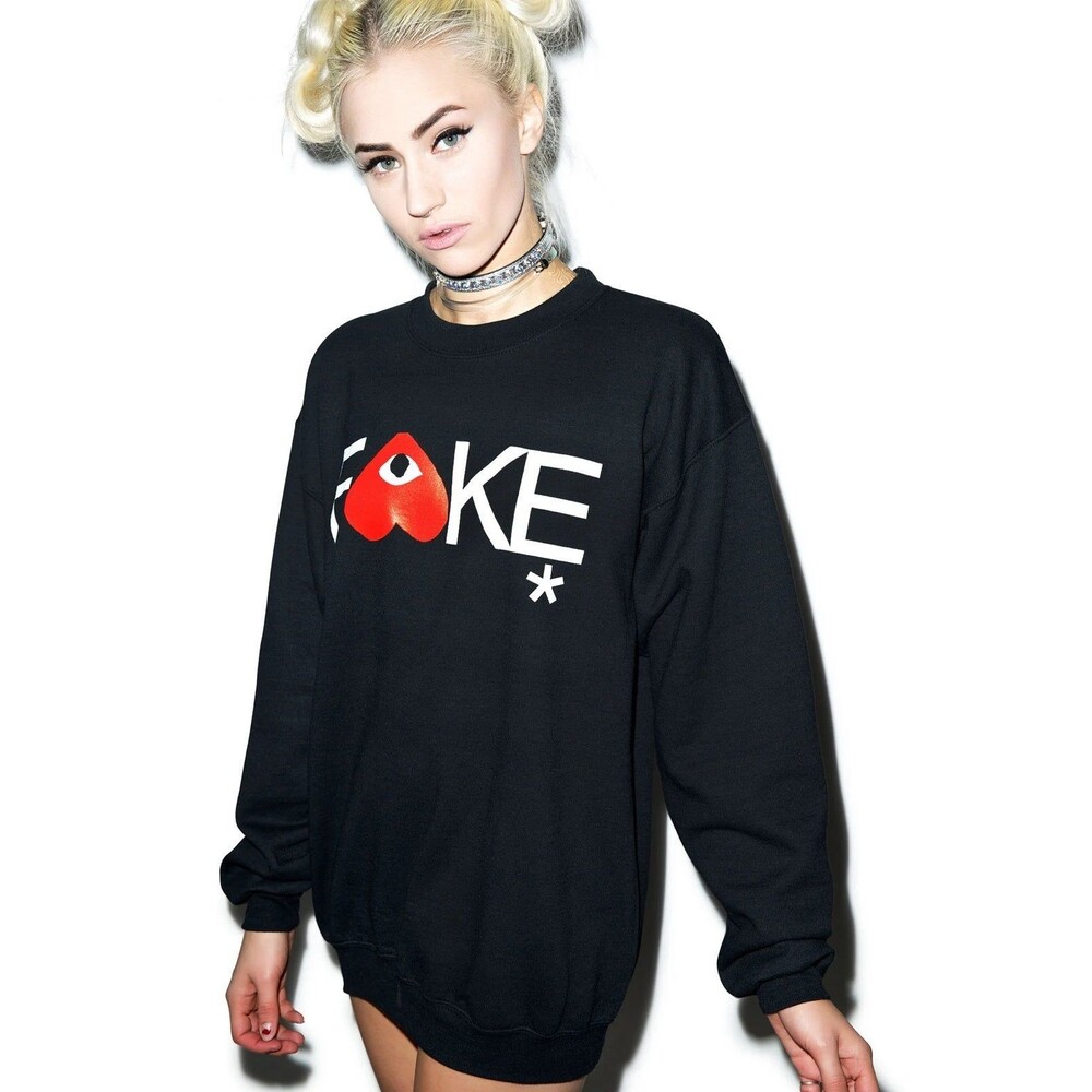 New Petals and Peacocks “Fake Gar-Con” women Sweatshirt black oversized Small